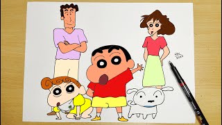 How to draw Shinchan and his Family || Easy drawing || Shinchan