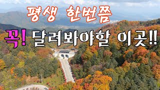 (4k)인생에 한번쯤 꼭 달려봐야할 오지 삼봉산 오도치 단풍 고갯길//오지탐사여행!!