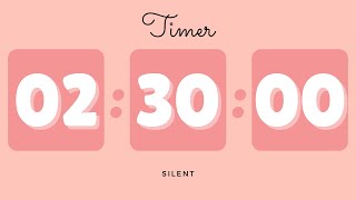 đē 2 Hours 30 Minutes Silent Timer with Cute Ending Alarm | Pastel Red Timer