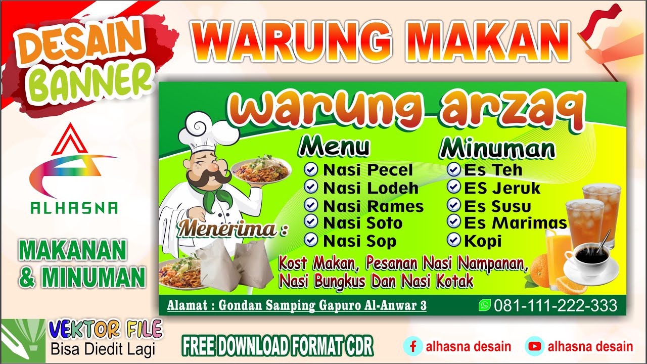 Desain Banner Spanduk Warung Makan Dengan Coreldraw - YouTube