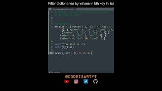 Filter dictionary by values in kth key in list in Python | Python Examples | Python Coding Tutorial