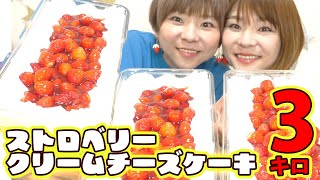 【大食い】ストロベリークリームチーズケーキ３kgは飲み物。【MUKBANG】【モッパン】