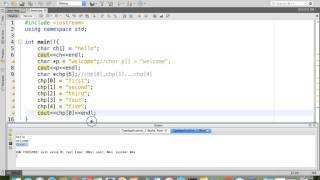 array of character pointers using C++