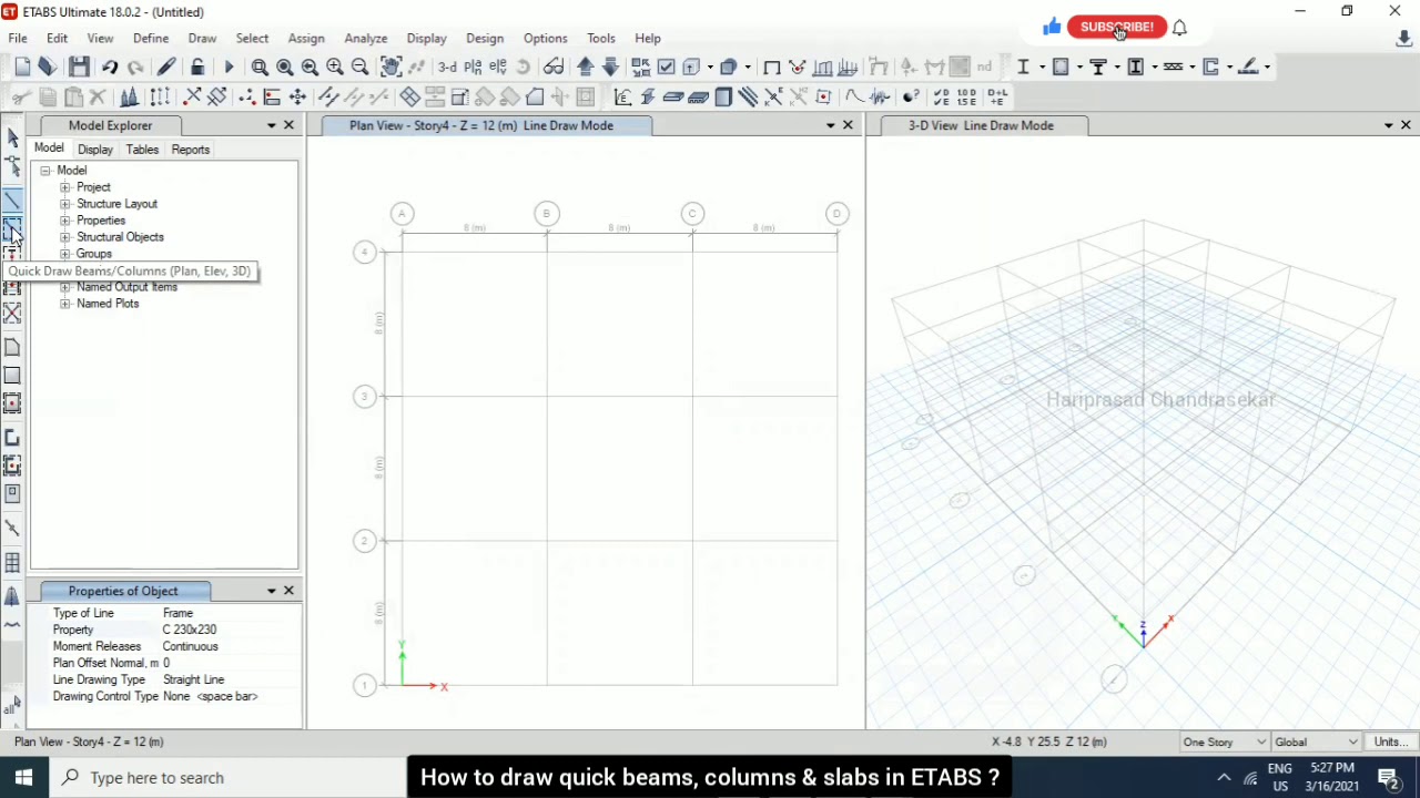 How To Draw Quick Beams, Columns & Slabs In ETABS ? - YouTube