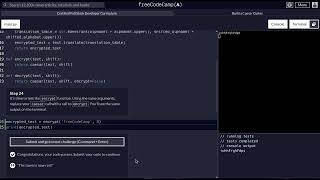 FreeCodeCamp - Python Project - Step 24 of 25 - Caesar Cipher