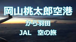 岡山桃太郎空港から羽田　JAL　空の旅お楽しみください