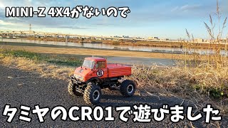 MINI-Z4X4がないので、タミヤの本格クローラーCR01で遊んでみました。