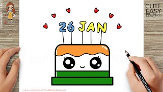 How to Draw 26 January Republic Day Cute Cake / How to Draw Cake Easy