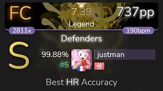 justman | DragonForce - Defenders [Legend] +HR 99.88% {#5 737pp FC} - osu!