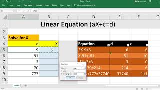 EXCEL: How to Solving Linear Equation of Degree 1 with one variable using Goal Seek in excel