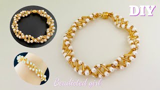 Bugle Spiral Rope Bracelet || DIY Beaded Bracelet || Pearl Bracelet