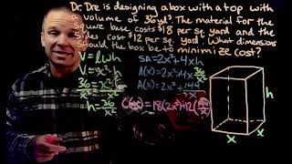 Optimization - Minimize Cost of a Box with a Top given a Volume