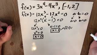 Example of Extreme Value Theorem