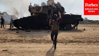 Israeli Tank Is Captured And Destroyed By Palestinian Militants In Khan Yunis Province In Gaza Strip