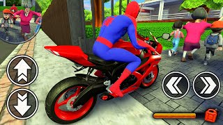 SpiderMan on Motorcycle Gameplay in Scary Teacher 3D
