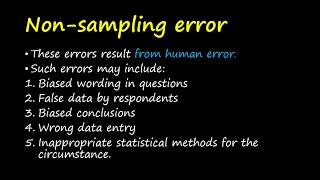 Sampling error | Non-sampling error | Non-random sampling error