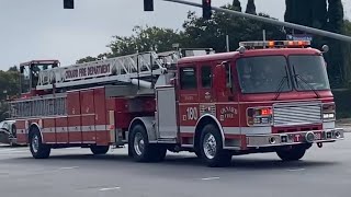 *AIRHORN* Oxnard Fire Department Truck 180 ( RARE Reserve ) Responding to a Traffic Collision! #vcfd