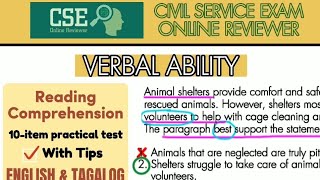 CIVIL SERVICE EXAM | Verbal Ability: Reading Comprehension | CSE Online Reviewer