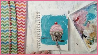 Palette Knife Painting, Paint A Cupcake Time Lapse!
