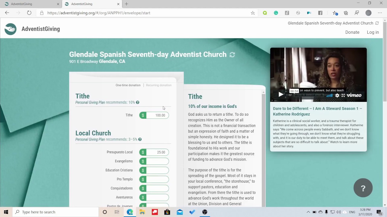 How To Give Through Adventist Giving Youtube
