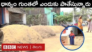 Andhra Pradesh: మట్టి దిబ్బల కింద ధాన్యాన్ని ఎందుకు పాతిపెడుతున్నారు? | BBC Telugu