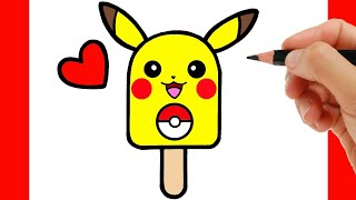 HOW TO DRAW PIKACHU EASY STEP BY STEP - DRAWING AND COLORING A ICE CREAM EASY STEP BY STEP