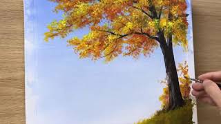 Autumn Season , A little Girl on the Swing / Wonderful Painting Technique #024