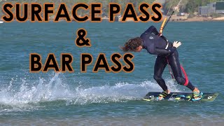 surface pass and pop pass (basic bar pass introduction \u0026 training for kiteboarders)