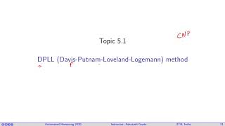 Lecture 10-1 DPLL (Lecture 5 in CS433)