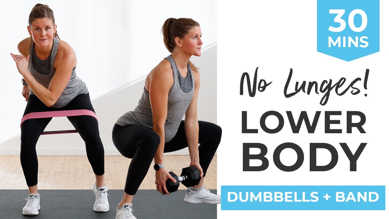 30-Minute NO Lunge Leg Workout With Dumbbells + Band (For ALL Fitness ...