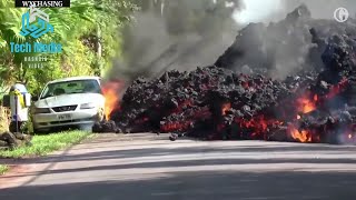 Dramatic timelapse footage shows lava engulfing car in Hawaii