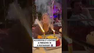 Accidentally lighting fireworks on birthday cake! 🫣🔥  -  🎥 gabriel.d.mg