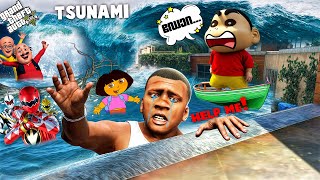 🌊😱 BIG TSUNAMI ATTACK in GTA 5! Franklin \u0026 Shinchan in Trouble! 😂🔥