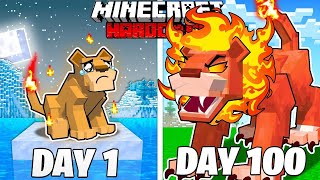 I Survived 100 Days as a FIRE LION in Minecraft Hardcore World... (Hindi)