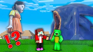 JJ and Mikey in SQUID GAME DOLL CHALLENGE vs SHIN SONIC EATER in Minecraft / Maizen Minecraft