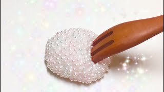 【ASMR】💍パールスライム💍をフォークやナイフでグサグサ🍴【音フェチ】