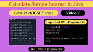 Java Program to Calculate Simple Interest | Solved Class 10 ICSE Programs | (HIndi)