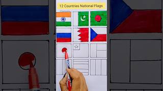 12 Countries National Flags Drawing | Flag Drawing | Independence Day #art #viral #shorts #short