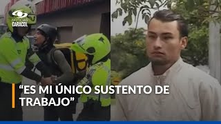 Habla domiciliario que suplicó a gritos a la Policía que no le quitaran bici con motor en Bogotá