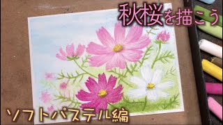 【秋アート】パステルのコスモスの描き方 /How to draw Cosmos Flowers with soft pastels