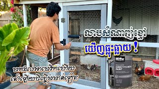 LIKE MAGIC INVISIBLE CHICKEN COOP WIRE PAINT BLACK  ដល់អាមេរិកហើយចិញ្ចឹមមាន់ លាបសំណាញ់ទ្រុងមាន់ខ្មៅ