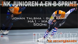 Johan Talsma - Gijs Kamp 500m zondag NK Junioren Sprint Utrecht 2023