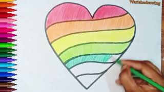 Let's Draw and Paint Heart ❤️ Easily Together | Painting, Coloring for Toddlers & Beginner