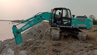 Construction work by Brahmaputra Board at Bhakat Chapori,Majuli