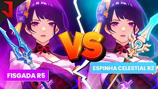 COMPAREI A FISGADA R5 COM A ESPINHA CELESTIAL R2 PRA RAIDEN SHOGUN | GENSHIN IMPACT