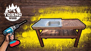 Стол с мойкой на дачу / Стильный рукомойник на дачу / DIY outdoor table with sink