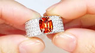 Neon Mandarin Garnet Ring at 3.10ct by Kat Florence. KF07632