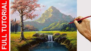 Tutorial: How to Paint Rocky Mountain and Waterfalls in Acrylics / JMLisondra