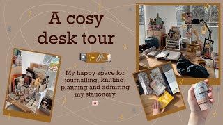 Cosy desk tour | With my stationery collection, journalling and knitting