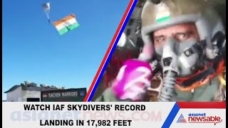 Watch IAF skydivers' record landing in 17,982 feet